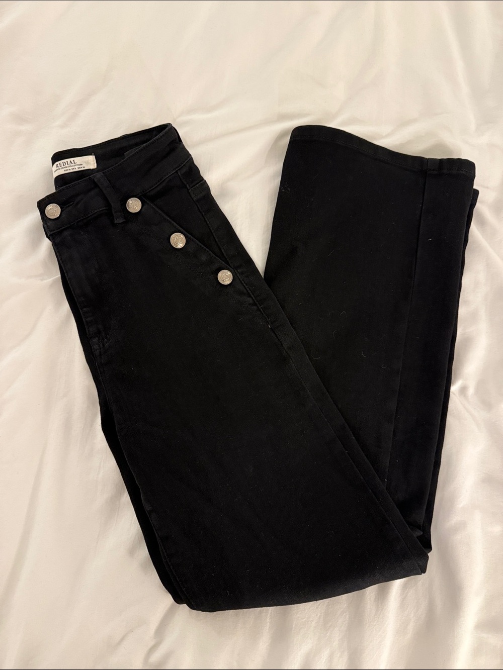Black Women’s High-Rise Button-Front Jeans